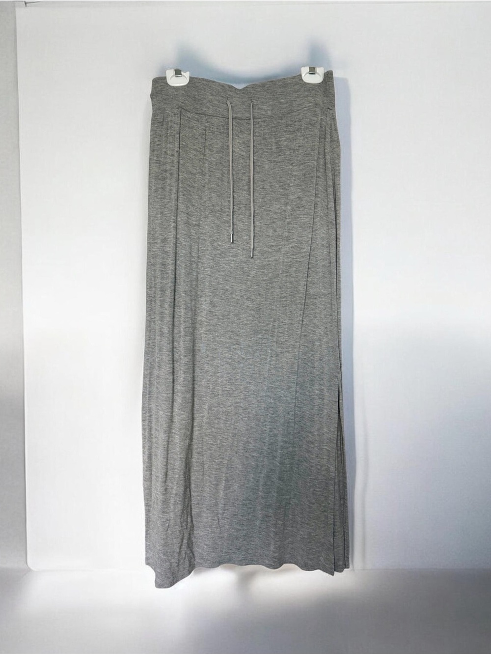 a.n.a Gray Maxi Knit Skirt with Drawstring Waist